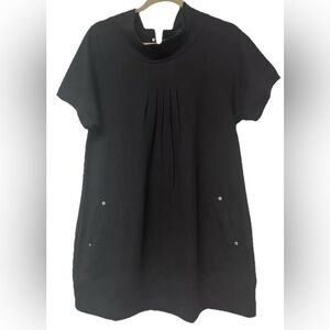 NWT Black Mock Neck short sleeved dress Size L pockets, preppy, all seasons